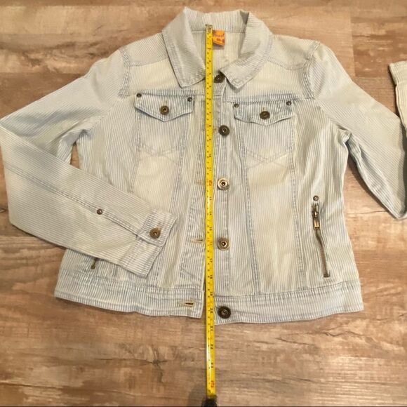 Jou Jou Denim Jacket Striped Jean Stretch Fabric Size M - Picture 14 of 16